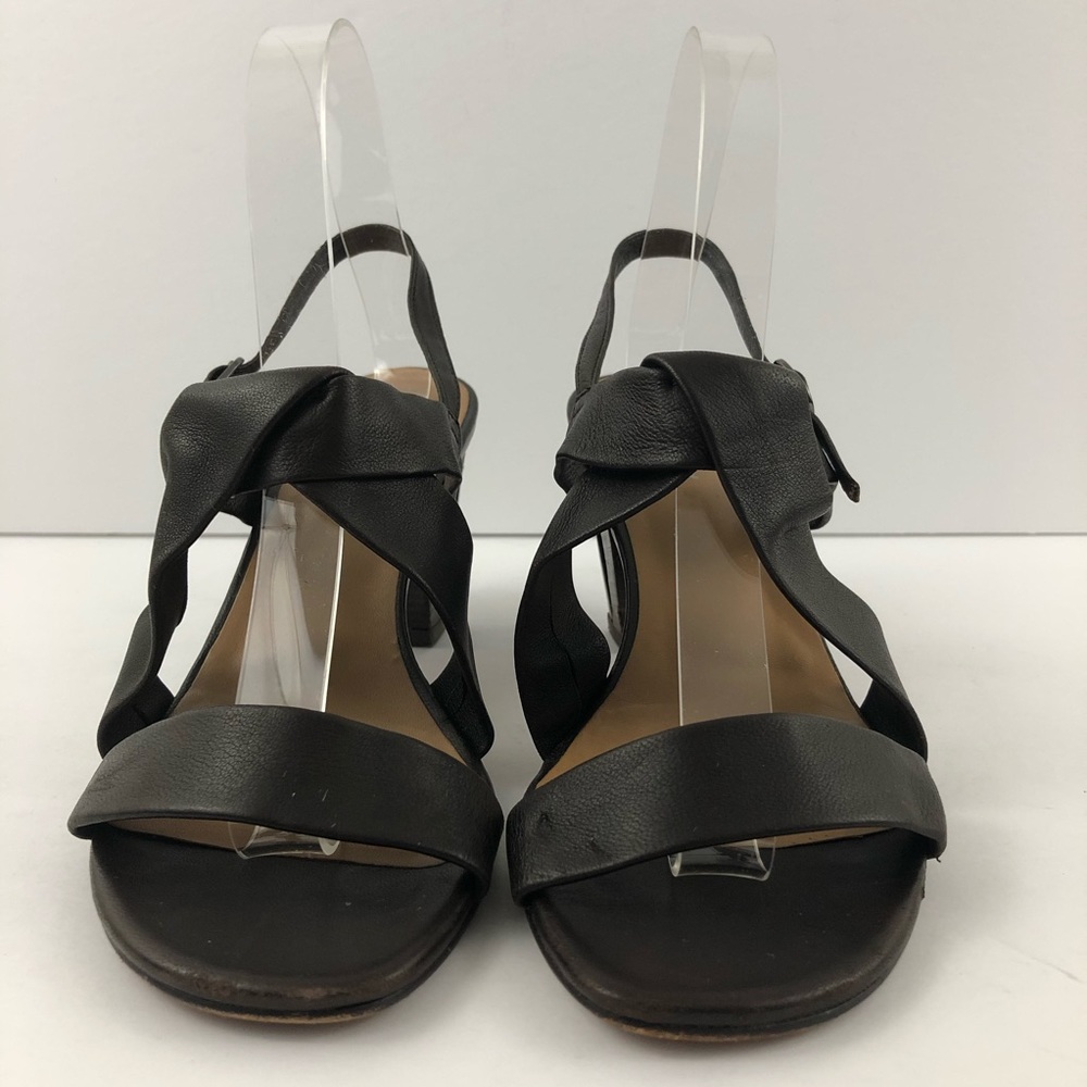 Audley London Sandals Womens 9.5 Brown Strappy Leather Cutout Heels Slingback - Picture 4 of 13